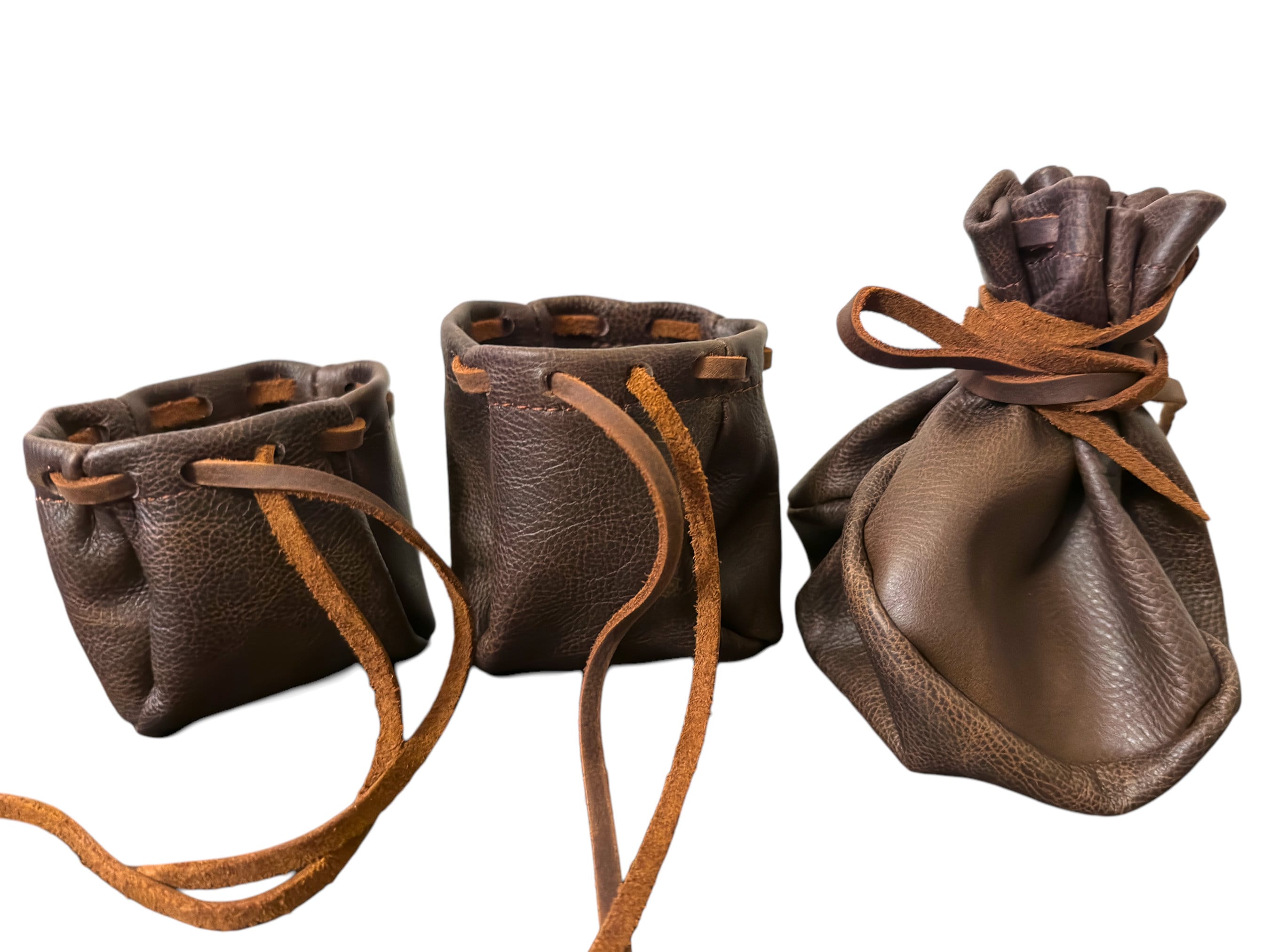 Dark Brown Leather Pouches, Coin Pouch, Reenactment Leather