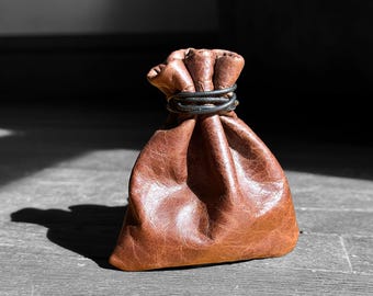 Handmade Leather Coin Pouch: Drawstring Dice Bag, Jewelry Storage