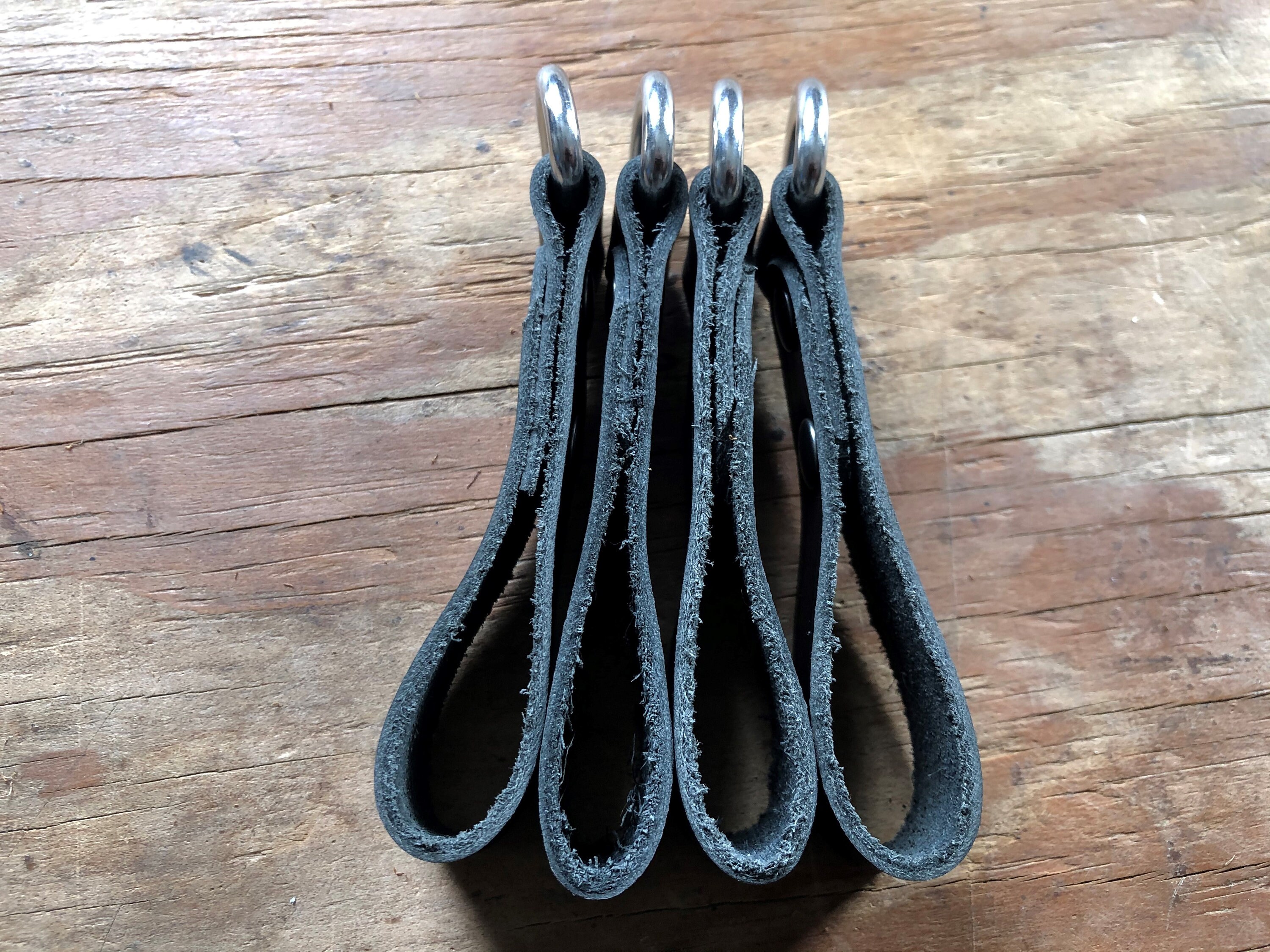 Heavy Duty Leather Suspender Loop Attachments For Tool Belts – 4-Pack, Fits 3-Inch Wide Belts, Made In USA (Brown)