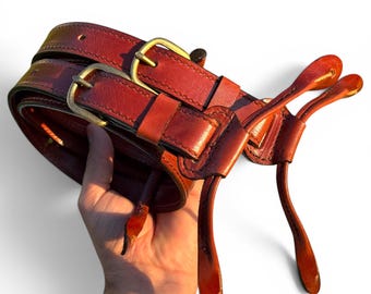 Handmade Brown Leather Button Suspenders for Men | Western Cowboy Braces | Wedding Suspenders & Groomsmen Gift | Made in USA