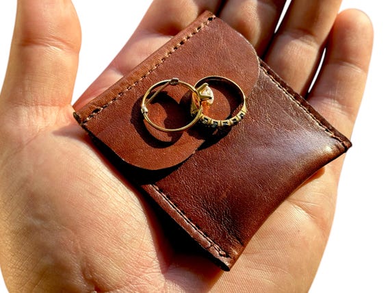 Leather Pouch Travel Ring Holder Buy Brown Leather Ring Holder