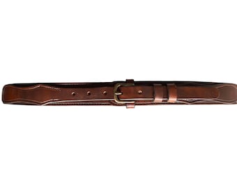 1 1/2" Bridle Leather Ranger Belt: Solid Brass Buckle, Made in USA