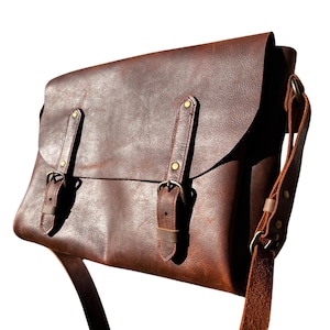 Sac messager en cuir rustique | Cadeaux de Noël Hommes Femmes | bandoulière pour appareil photo | Porte-documents durable pour ordinateur portable | Sac à bandoulière style messager universitaire