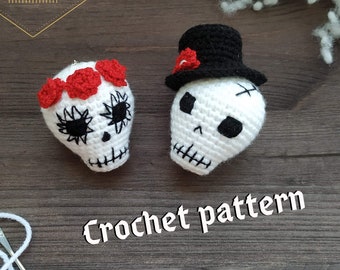 Skull pattern crochet, Halloween crochet pattern, Amigurumi skull