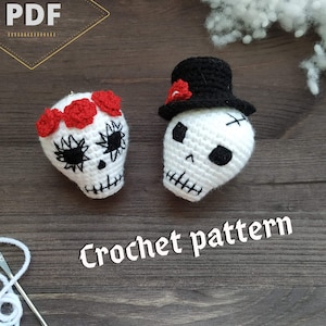 Skull pattern crochet, Halloween crochet pattern, Amigurumi skull