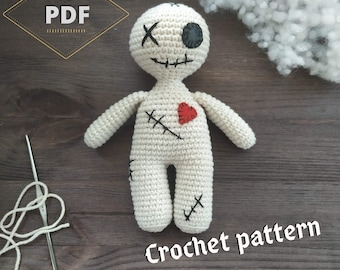 Padrão de crochê para boneca vodu Boneca zumbi amigurumi