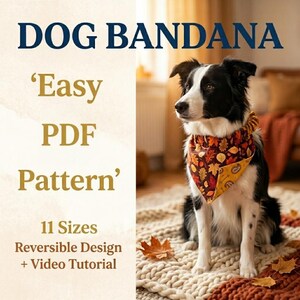 シュシュ風犬用バンダナの型紙｜リバーシブル、初心者向け（動画チュートリアル付き）
