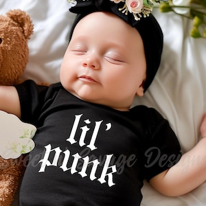 Lil Punk onesie®, Emo Punk Goth onesies®, Baby shower gift, Alt mom onsie®, emo baby, black infant bodysuits, Minimalist clothes, Rock