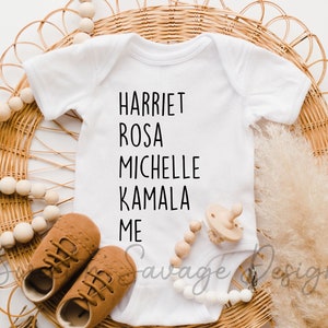 Harriet Rosa Michelle Kamala Me Onesie®, Black Feminist Bodysuit, Baby Shower Gift, Coming Home Onsie®