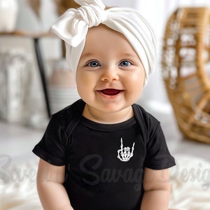 Rock on onesie®, Skeleton hand onesies®, Baby shower gifts, Goth Punk onsie®, black infant bodysuits, Minimalist clothes, Rocker baby