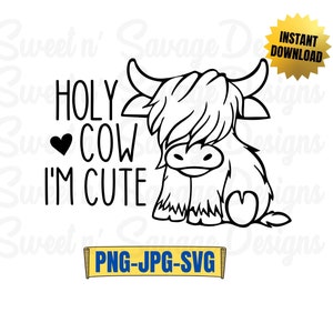 なんてかわいいの！SVG | ハイランド牛のダウンロード | Cricut カットファイル | 赤ちゃんのクリップアート | デジタルダウンロード、PNG、SVG、Jpg