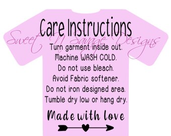 Washing Instruction Cards Shirt Care Cards Printable | Etsy