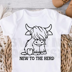 New to the Herd Onesie®, Baby shower gift, Cow onesies®, Gender neutral baby bodysuit, Holy cow bodysuit, Unisex onesies®