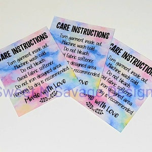 Washing Instruction Cards, Digital Download, Shirt Care Card, Printable ...