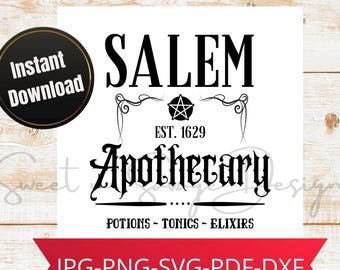 Salem Apothecary SVG, Fall svg, Salem Download, Witchy Download Salem Witch Printable, Cricut Cut File, Halloween svg, Witch svg, Spooky svg