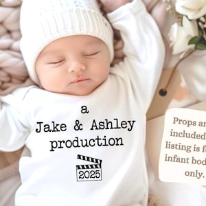Personalized baby Onesies®, Cinema movie onesie®, a mom and dad production, Pregnancy Baby announcement, parent name onesies®,  Actor gift