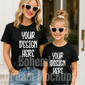 Mommy and Me Mockup: Bella Canvas Black T-Shirt (JPG)