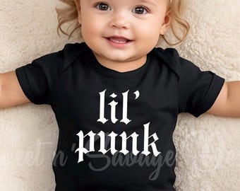 Lil Punk onesie®, Emo Punk Goth onesies®, Baby shower gift, Alt mom onsie®, emo baby, black infant bodysuits, Minimalist clothes, Rock
