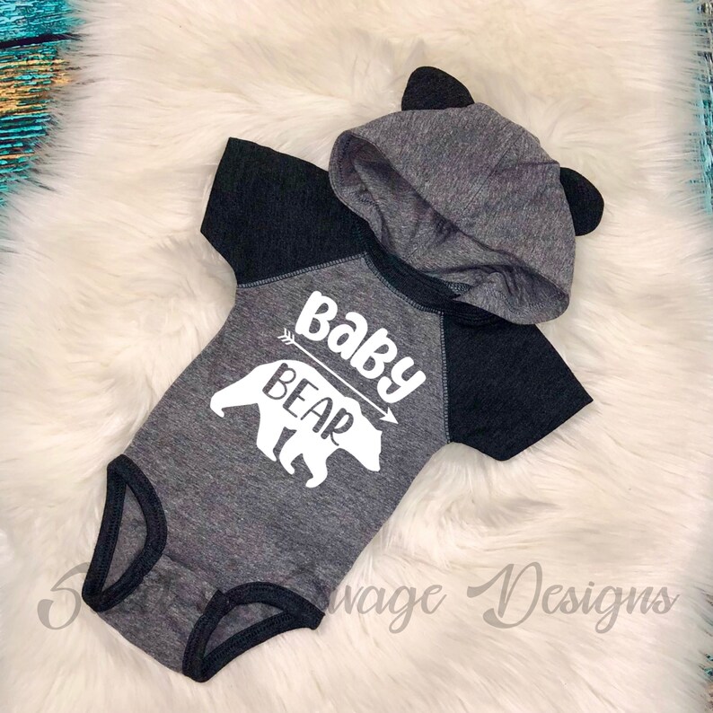 Baby Bear Bodysuit With Ears Newborn Baby Bear Hooded Ear Etsy