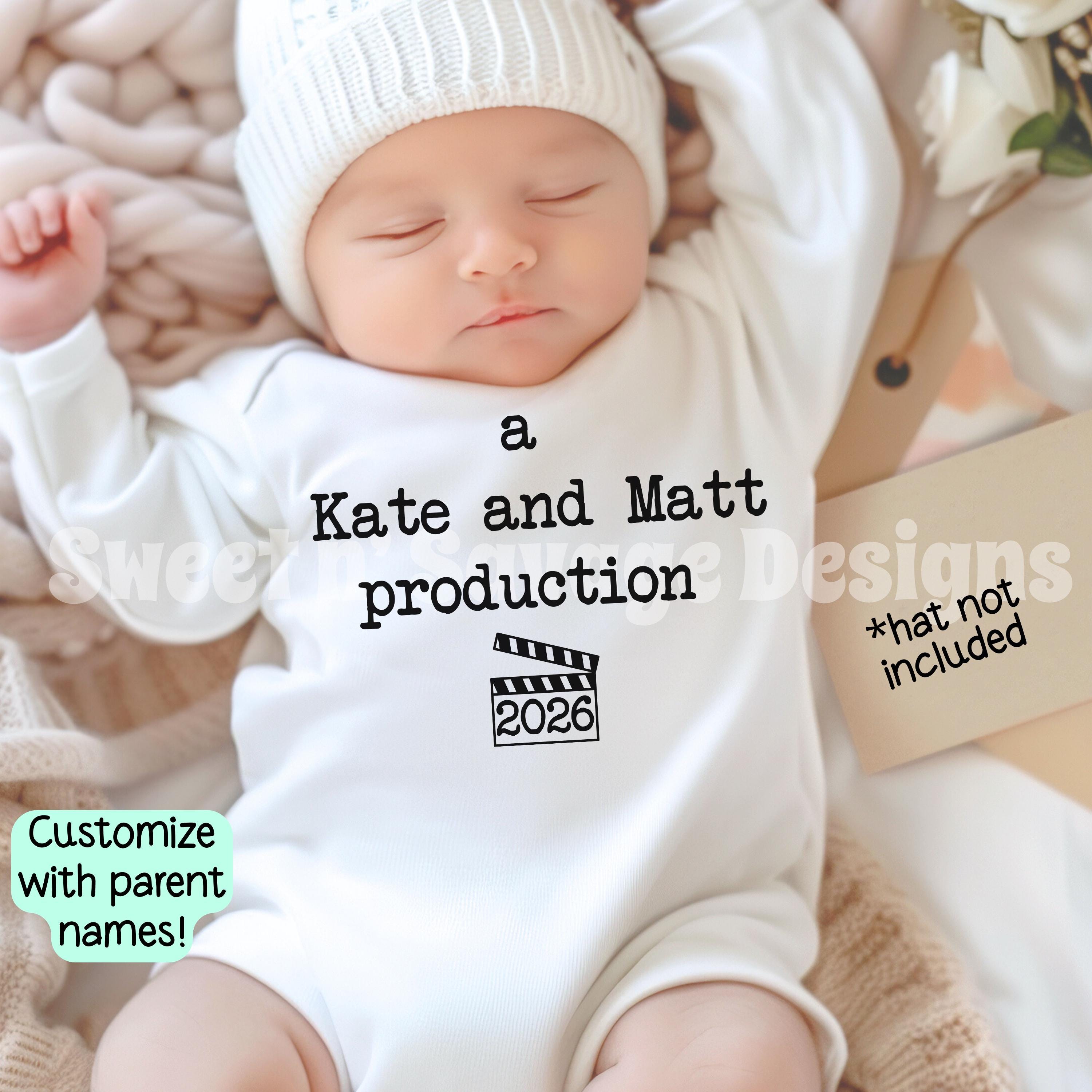 Custom Cinema Onesie® | Baby Shower Gift | Personalized Baby Onesies® | A Mom and Dad Production | Pregnancy Announcement | New Mom Gift