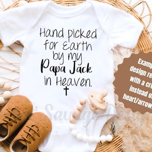 Hand Picked for Earth by Grandpa Onesie®, Custom Personalized Baby shower gift, Hand Picked by Grandma in Heaven Onesies® , Custom Baby Gift