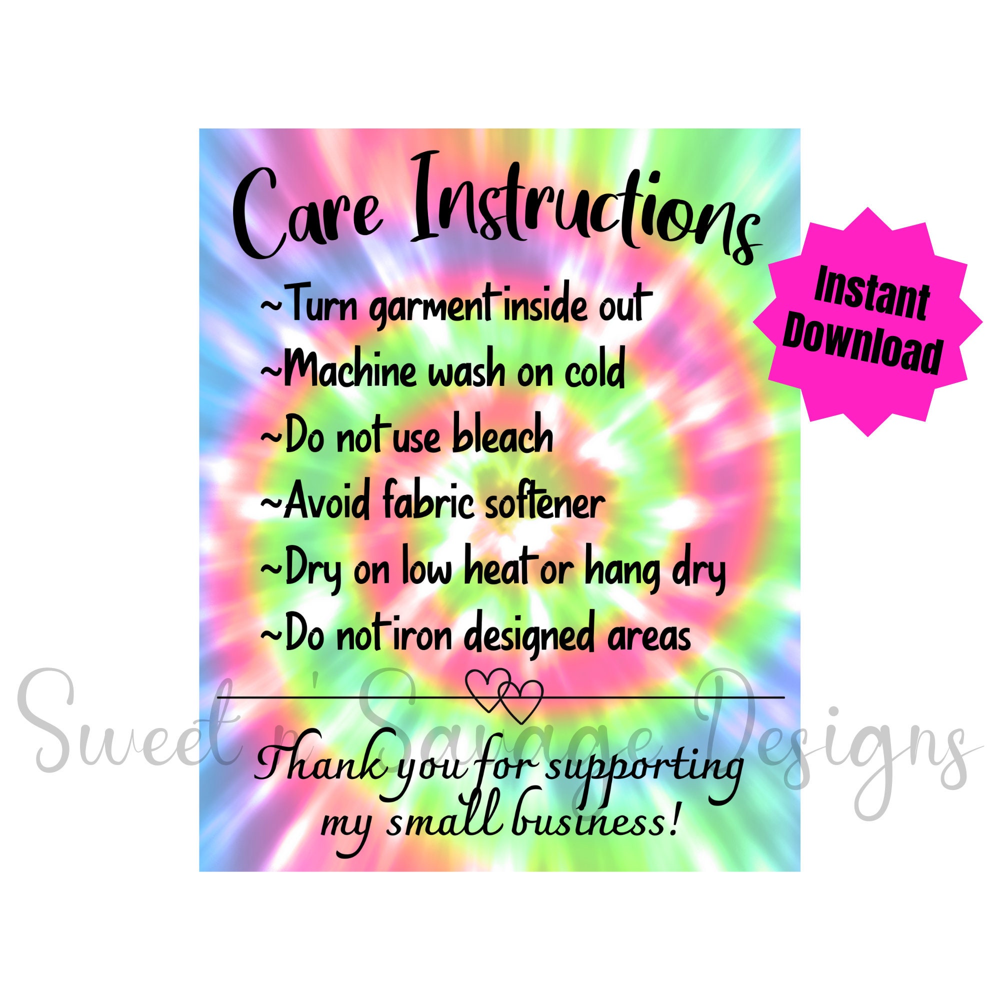 ready-to-print-shirt-care-instructions-tie-dye-care-cards-etsy-uk