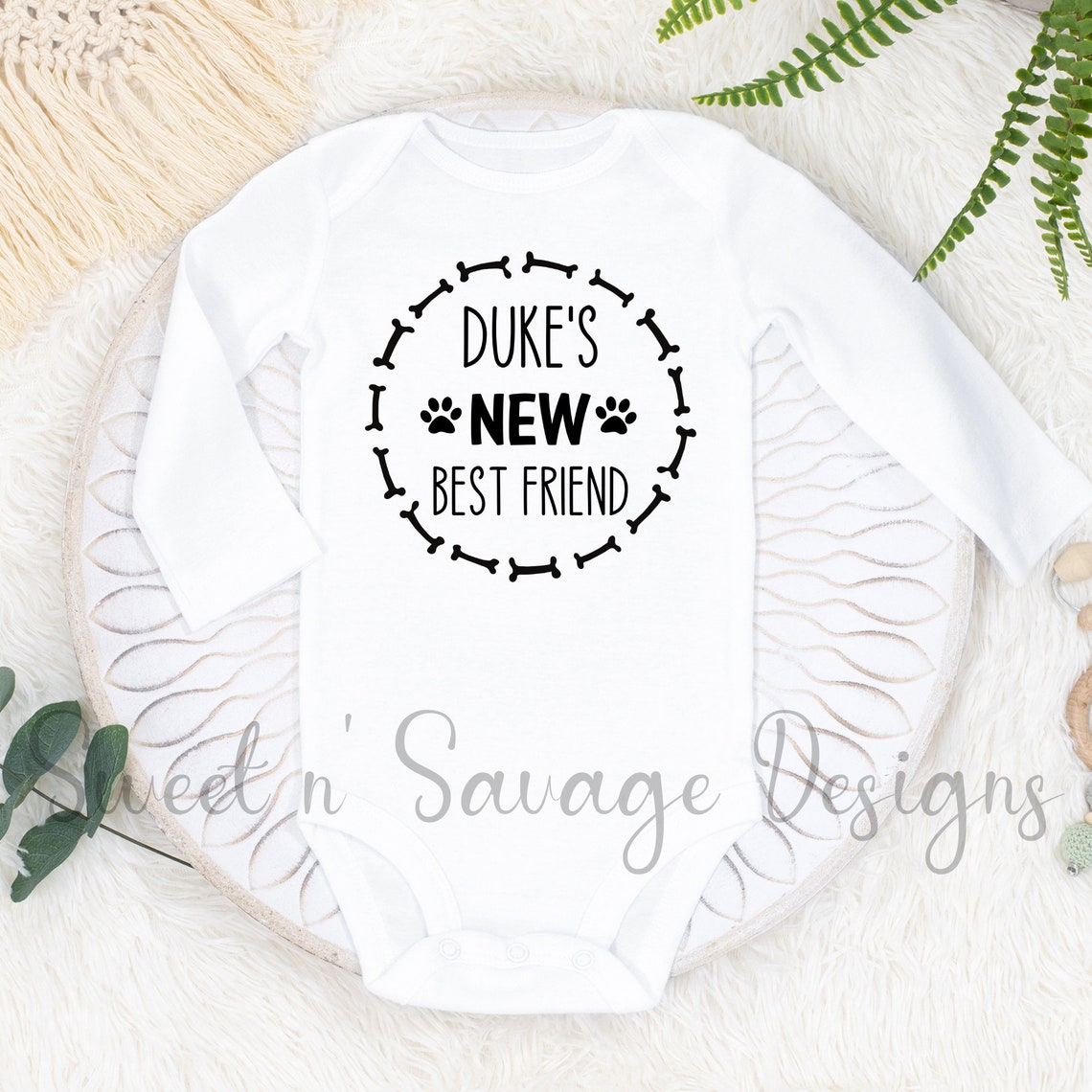 Personalized Dog Name Baby Onesie® New Best Friend Bodysuits Etsy