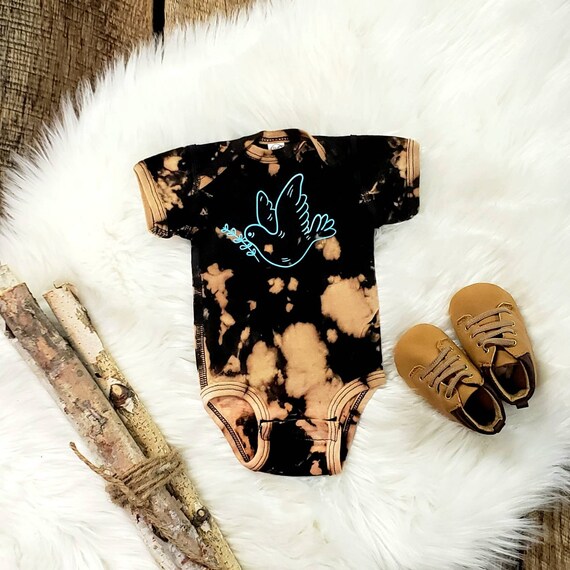 Boho aesthetic infant outfit bleached baby shirt Hippie baby Etsy
