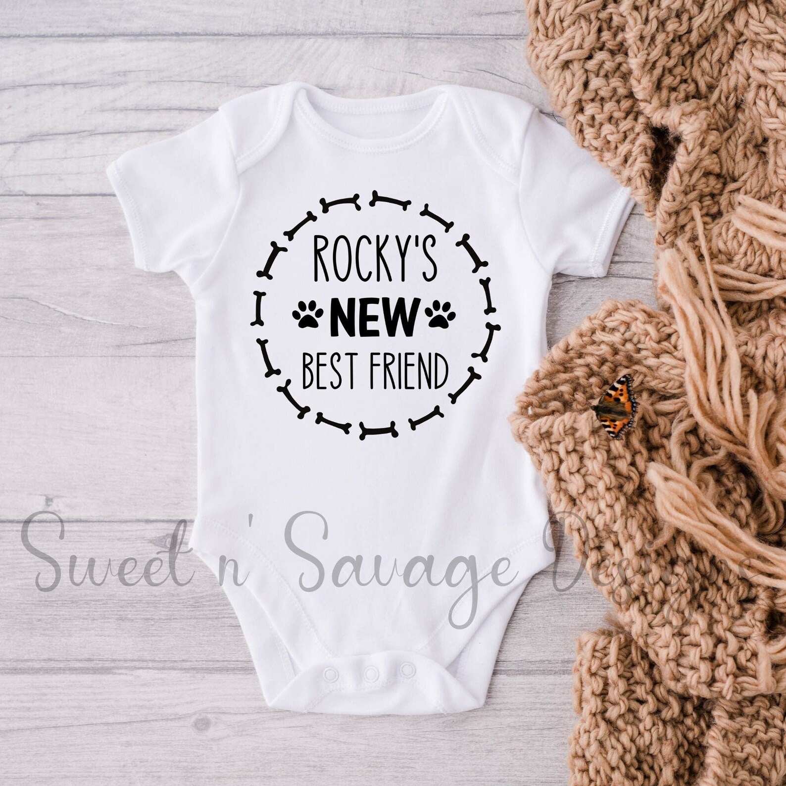 Personalized Dog Name Baby Onesie® New Best Friend Bodysuits Etsy