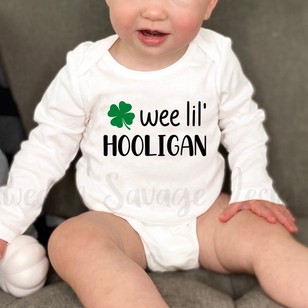 St Patrick's Day Onesies®, Wee little Hooligan Onsie®, lil hooligan baby onesie®, Cute baby onesies, funny boys bodysuits