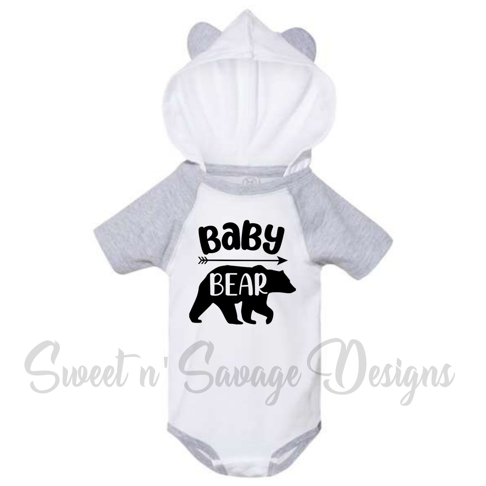 Baby Bear Bodysuit With Ears Newborn Baby Bear Hooded Ear Etsy