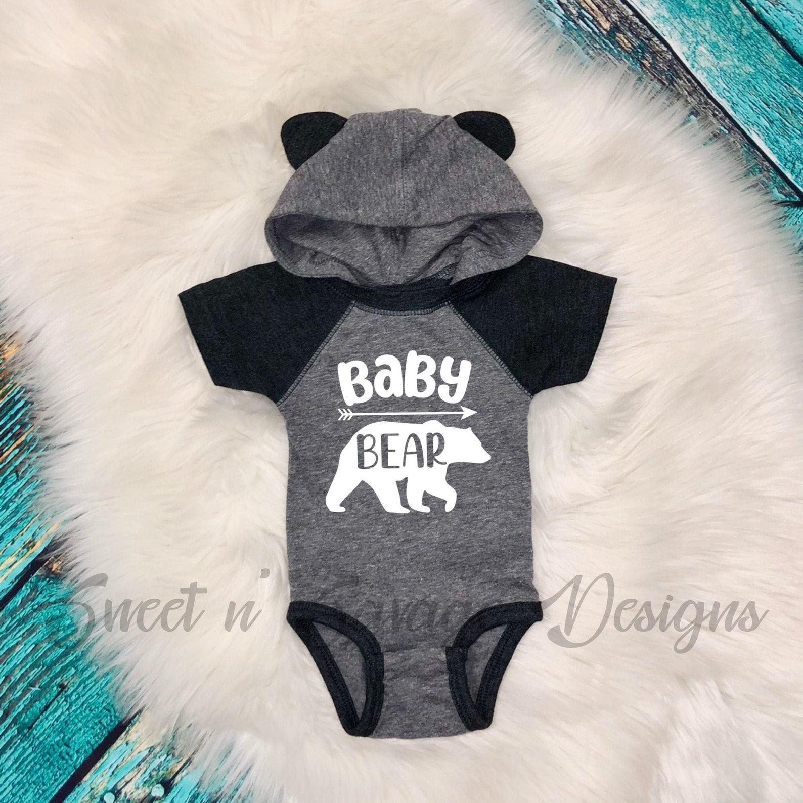 Baby Bear Bodysuit With Ears Newborn Baby Bear Hooded Ear Etsy