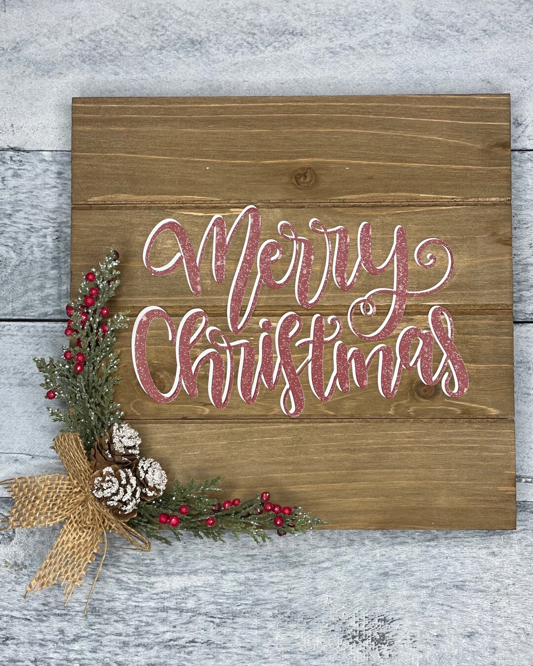 Merry Christmas Wooden Sign - Etsy
