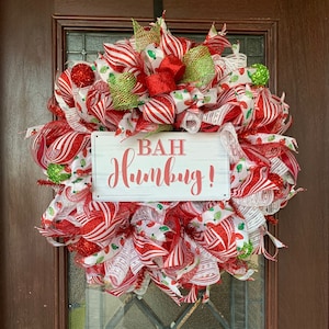 Christmas Wreath, Holiday Wreath, Scrooge, Bah Humbug!
