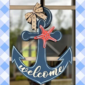 Anchor Welcome Door Hanger Coastal Lake Beach - Etsy