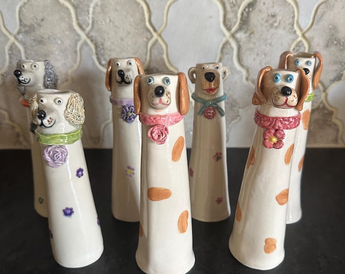 Picture Idea: Whimsical Stoneware Dog Vases