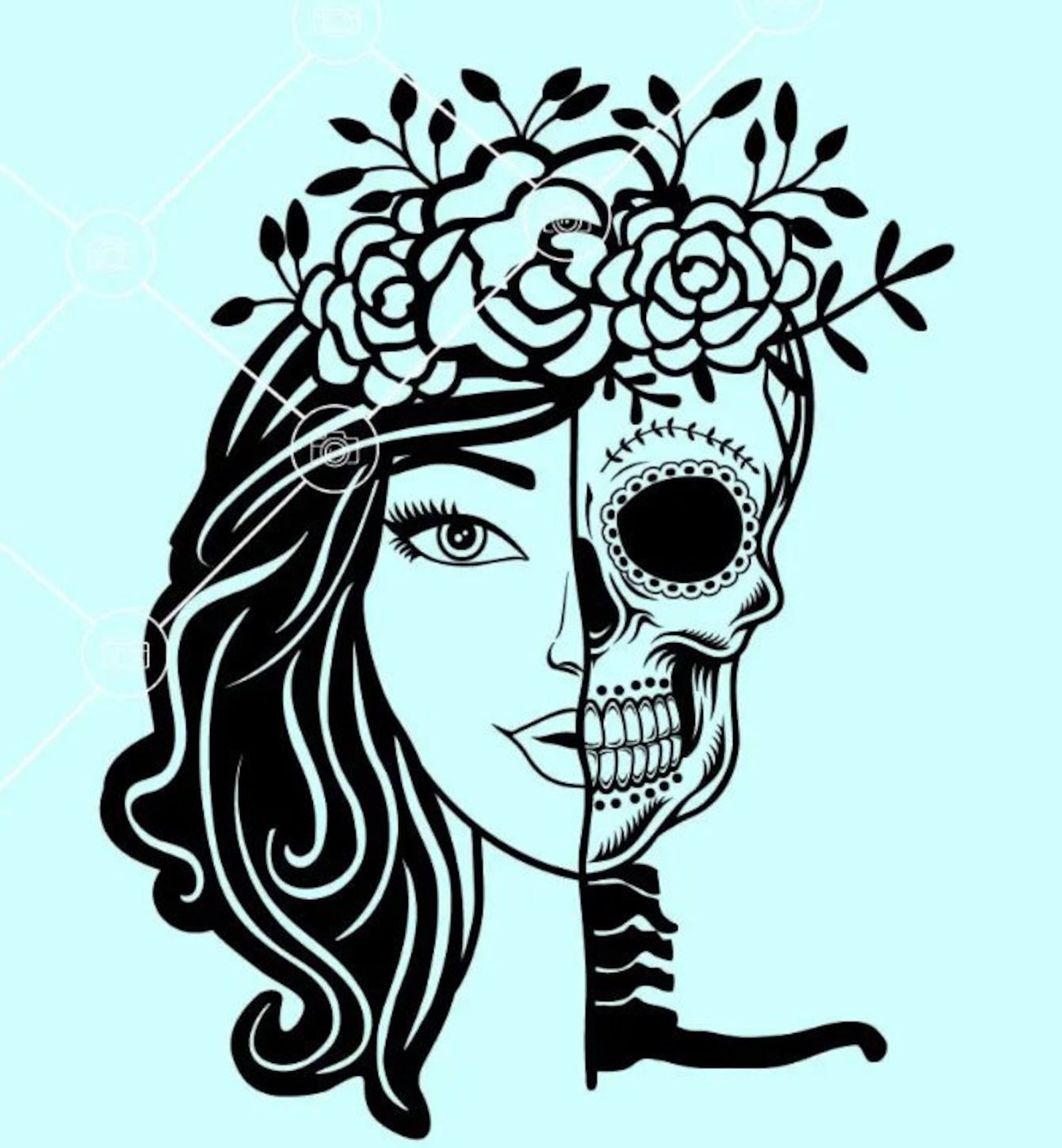 Skull half woman pnG Half woman Half skull SVG Half Skull Etsy