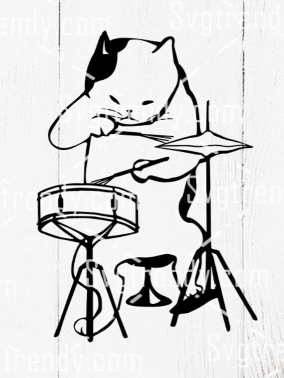 Drummer Cat SVG Drummer SVG Funny Cat SVG Music png Rock Etsy