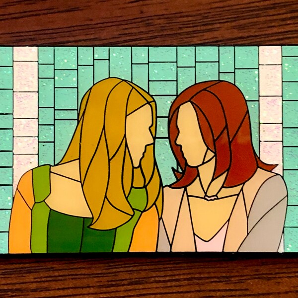 Buffy the Vampire Slayer Willow and Tara GLITTER Mosaic Art Enamel Pin  2" x 1 1/4" Limited Edition /50 Alyson Hannigan Amber Benson