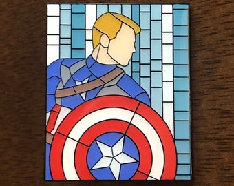 Captain America Enamel Pin  1 1/2" x 1 1/4" Limited Edition 50 Marvel Chris Evans Avengers Steve Rogers Mosaic Art