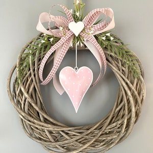 Summer door wreath, pink wreath 30 cm all year round, girl's room wall wreath, country house door wreath