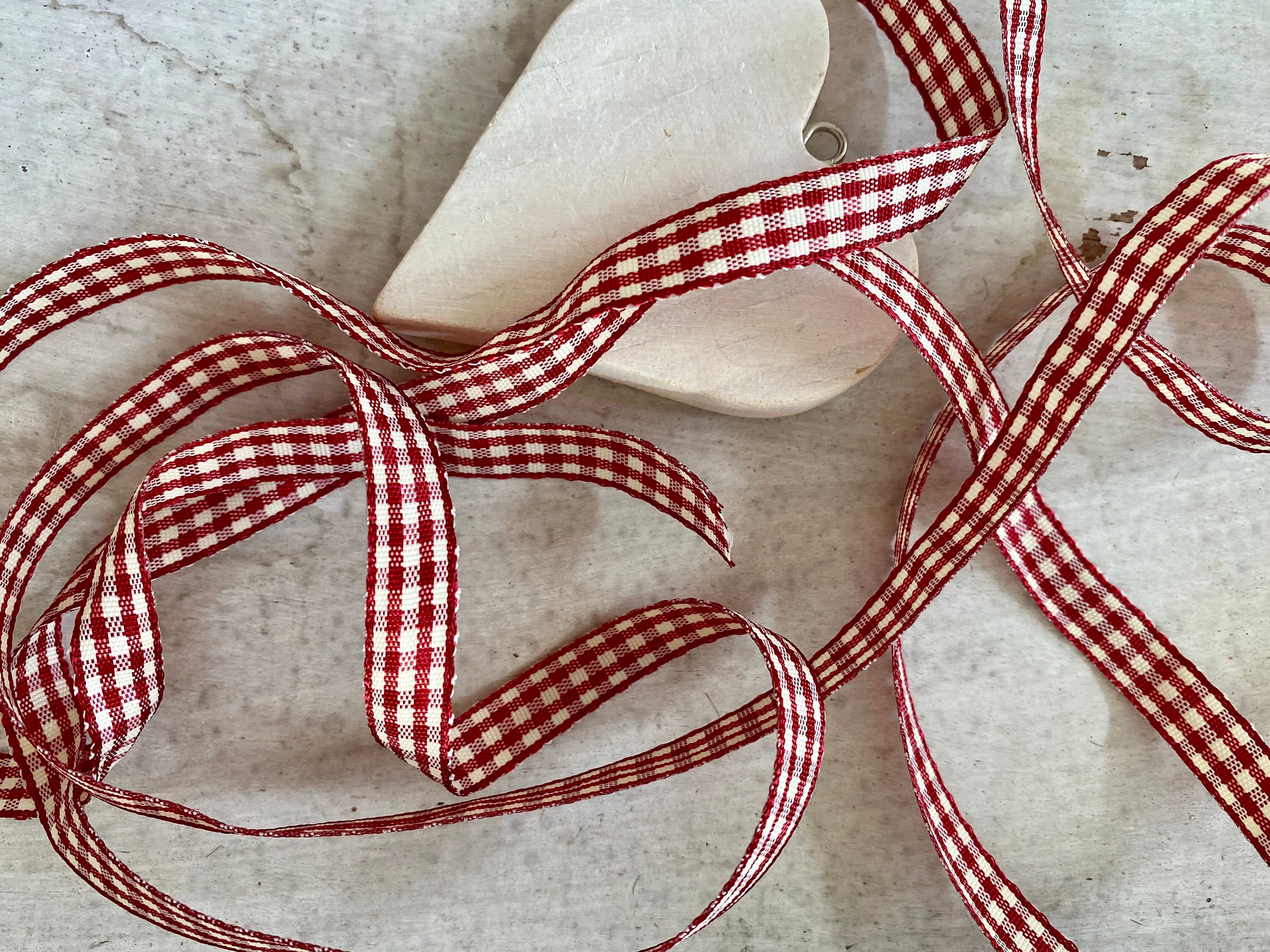 Koda Schleifenband Karo Rot-Weiß - 50 Meter Gewebtes Dekoband Für Geschenke