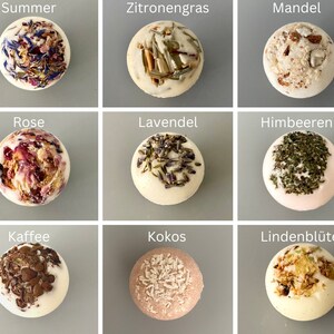 Bath bomb lemongrass, lavender, almond, coffee, rose, lime blossom, strawberry, coconut, chocolate, bath praline, vegan bath truffle, scented bath