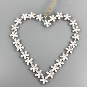 Window decoration heart hanging, decorative heart made of metal flowers, door decoration heart, heart in antique white, small gift for women image 4