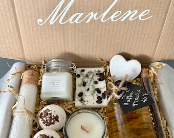 Personalisierte Geschenkbox mit Namen, Geschenkkorb für Frauen, Geschenk Box für Freundin Premium, Tequila Kaffee Geschenk Set Wellness