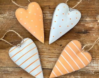 Heart for hanging, hearts in white and orange, heart decoration, window decoration heart, heart hanger for decoration, small gift souvenir
