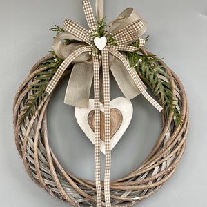 Door wreath all year round heart wall wreath shabby chic wreath with heart gift housewarming decoration for front door autumn willow wreath autumn decoration