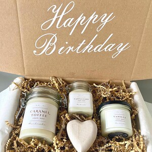 Geschenkset Duftkerzen Frau Geburtstag, personalisierte Geschenkbox mit Kerzen, Geschenk Freundin Mama Kollegin, kranzverliebt handgemacht