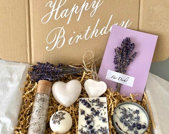 Geschenk Box personalisiert für Frauen, Geschenkkorb personalisiert, WellnessSet Lavendel, Beste Freundin Geschenk