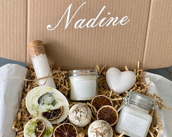 Geschenkbox für Frauen, Wellness Geschenkkorb, Beste Freundin Geschenk, Entspannungsset mit Duft, Weihnachtsgeschenk Mama, Zitronengras